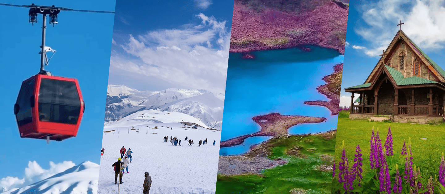 The Gulmarg Gondola, a top attraction, ascending over the snowy Apharwat Peak.